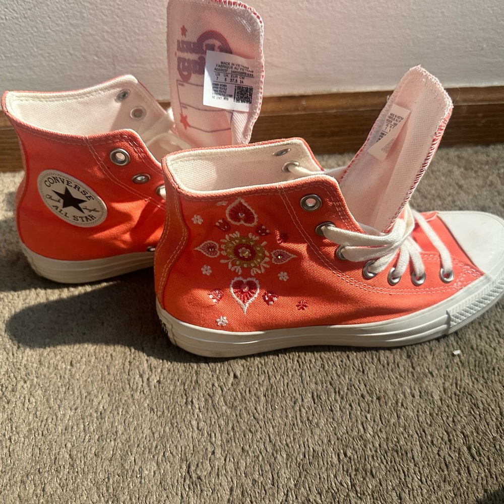 Converse Coral High-Tops with Embroidery